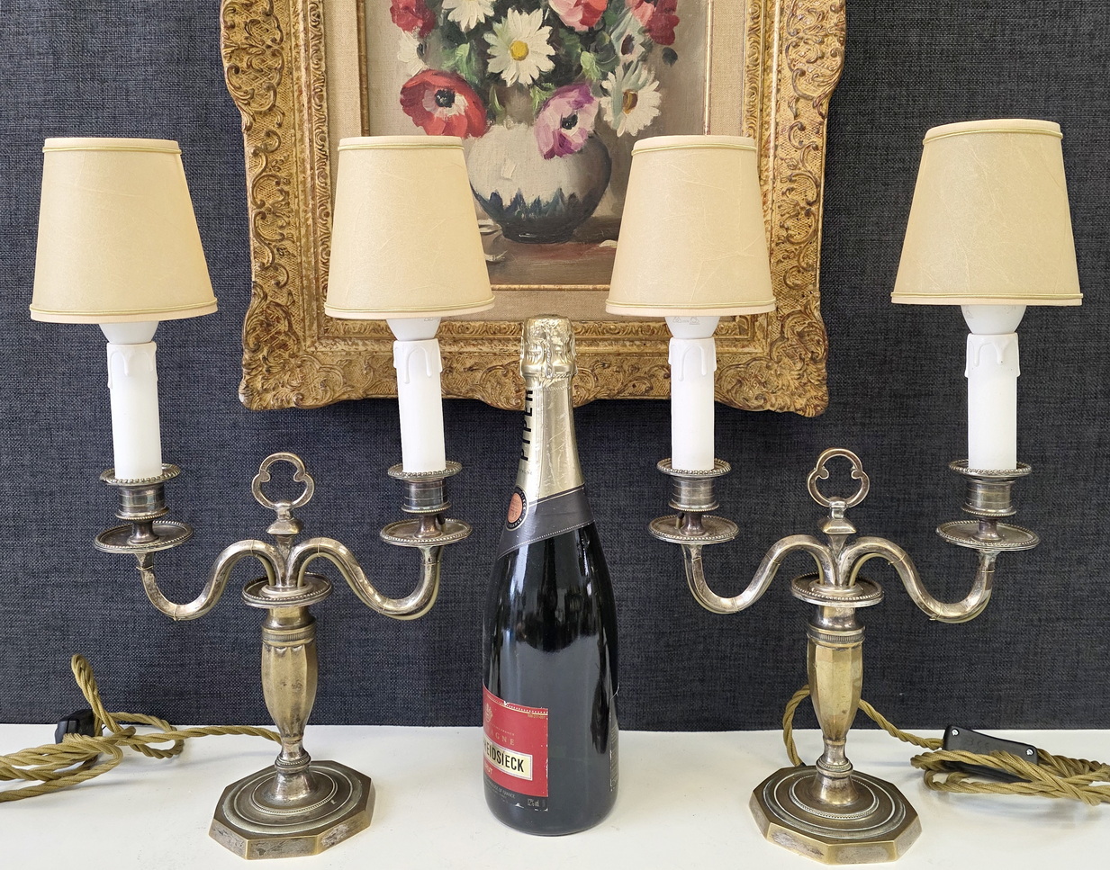 A pair of French Louis XVI Candlestick Lamps